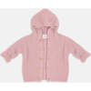 Baby Girls Fuzzy Hooded Cardigan, Ash Rose - Cardigans - 1 - thumbnail