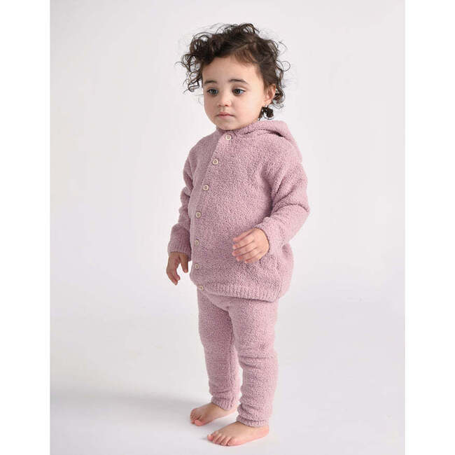 Baby Girls Fuzzy Hooded Cardigan, Ash Rose - Cardigans - 2