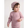 Baby Girls Fuzzy Crew Neck Long Sleeve Top, Ash Rose - Shirts - 5