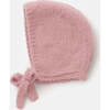 Baby Girls Fuzzy Chin Tie Bonnet, Ash Rose - Hats - 1 - thumbnail