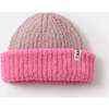 Baby Girls 2-Tone Ribbed Beanie, Ash Rose & Vivid Pink - Hats - 1 - thumbnail