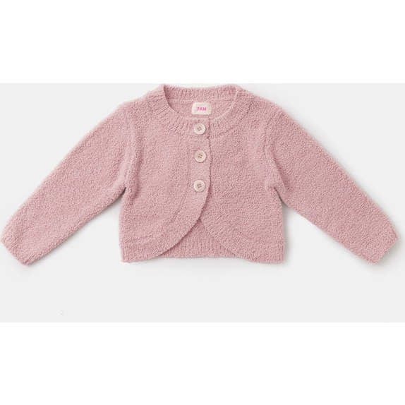 Baby Girls Fuzzy Bolero Round Neck Cardigan, Ash Rose