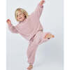 Baby Girls Fuzzy Boxy Contrast Trim Sweater, Ash Rose - Sweaters - 6