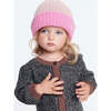 Baby Girls 2-Tone Ribbed Beanie, Ash Rose & Vivid Pink - Hats - 3