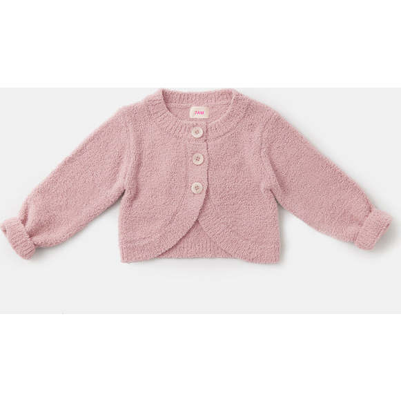 Baby Girls Fuzzy Bolero Round Neck Cardigan, Ash Rose - Cardigans - 3