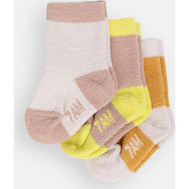 Baby Fuzzy Short Socks, Ecru, Pecan & Amber (Pack Of 3) - Socks - 1