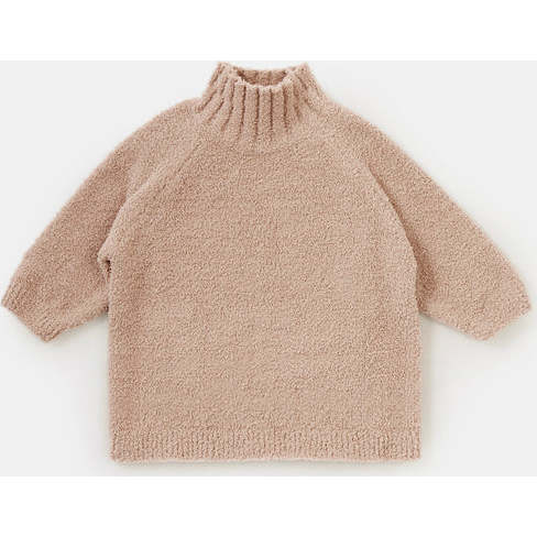 Baby Fuzzy Ribbed Turtle Neck Sweater, Pecan