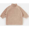 Baby Fuzzy Ribbed Turtle Neck Sweater, Pecan - Sweaters - 1 - thumbnail