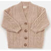 Baby Fuzzy Ribbed V-Neck Cardigan, Pecan - Cardigans - 4