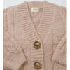 Baby Fuzzy Ribbed V-Neck Cardigan, Pecan - Cardigans - 5