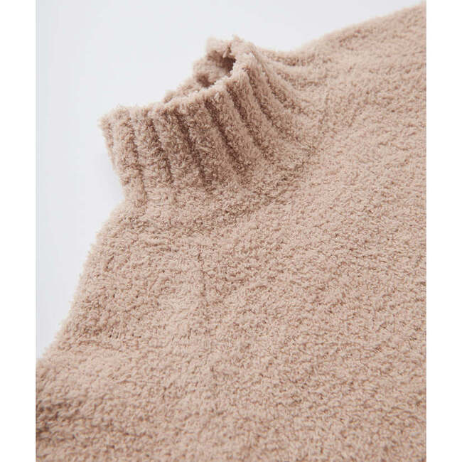 Baby Fuzzy Ribbed Turtle Neck Sweater, Pecan - Sweaters - 4