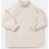 Baby Fuzzy Ribbed Turtle Neck Sweater, Ecru - Sweaters - 3