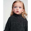 Baby Fuzzy Ribbed Turtle Neck Sweater, Black Melange - Sweaters - 2