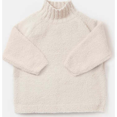 Baby Fuzzy Ribbed Turtle Neck Sweater, Ecru - Sweaters - 4