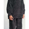 Baby Fuzzy Ribbed Turtle Neck Sweater, Black Melange - Sweaters - 4