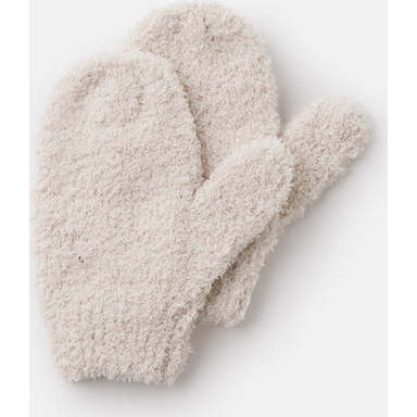 Baby Fuzzy Ribbed Cuff No Thumb Mittens, Ecru - Gloves - 3