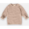 Baby Fuzzy Crew Neck Long Sleeve Top, Pecan - Shirts - 1 - thumbnail