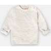 Baby Fuzzy Crew Neck Long Sleeve Top, Ecru - Shirts - 1 - thumbnail