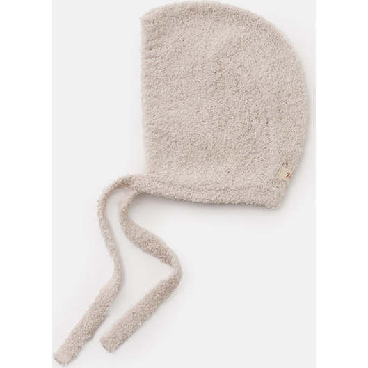 Baby Fuzzy Chin Tie Bonnet, Ecru