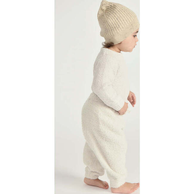 Baby Fuzzy Crew Neck Long Sleeve Top, Ecru - Shirts - 3