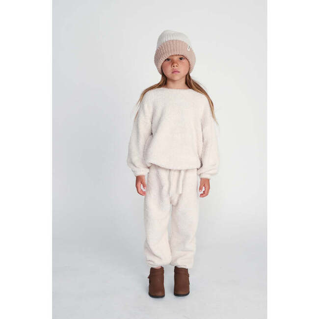 Baby Fuzzy Boxy Lounge Pants, Ecru - Sweatpants - 2