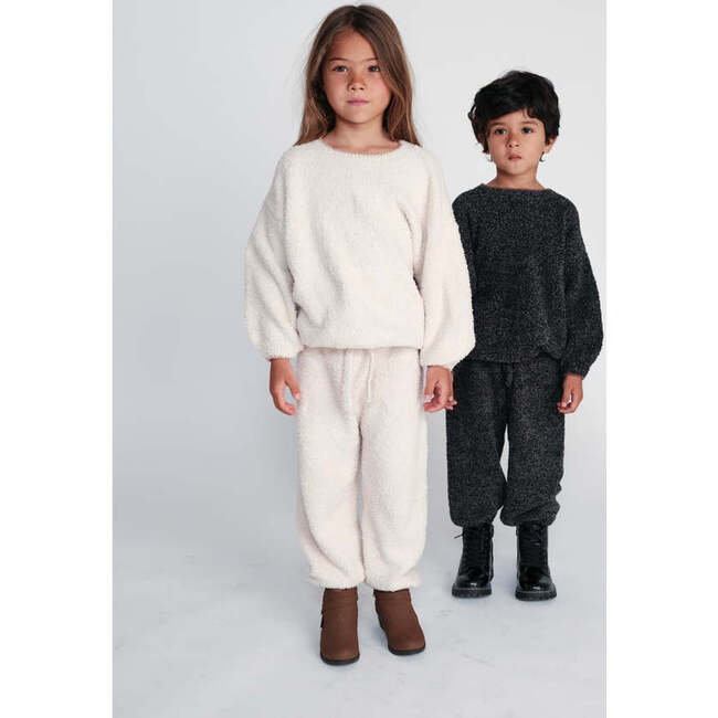 Baby Fuzzy Boxy Lounge Pants, Ecru - Sweatpants - 4