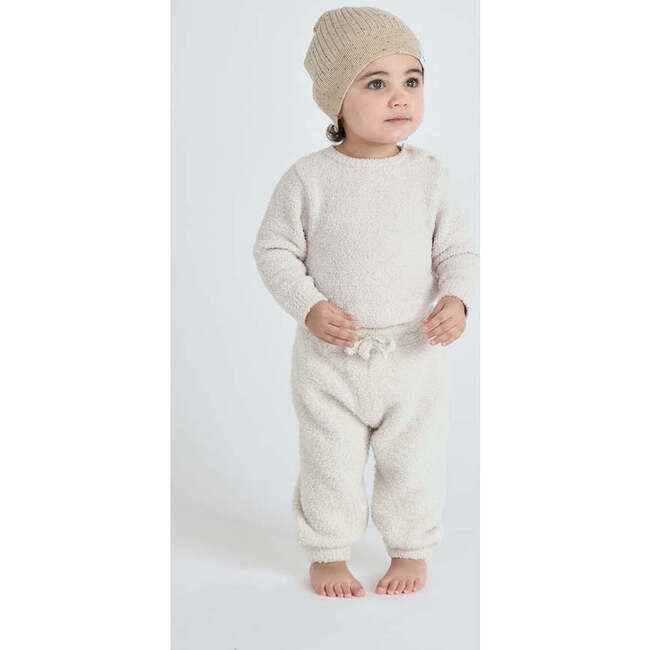 Baby Fuzzy Boxy Lounge Pants, Ecru - Sweatpants - 6