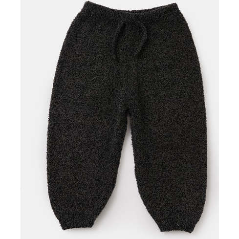 Baby Fuzzy Boxy Lounge Pants, Black Melange - Sweatpants - 1