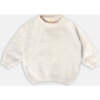 Baby Fuzzy Boxy Contrast Trim Sweater, Ecru - Sweaters - 1 - thumbnail