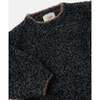 Baby Fuzzy Boxy Contrast Trim Sweater, Black Melange - Sweaters - 3