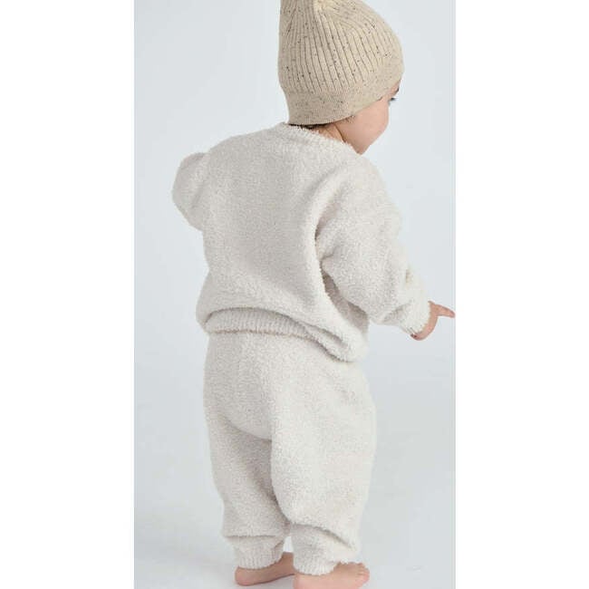 Baby Fuzzy Boxy Contrast Trim Sweater, Ecru - Sweaters - 4