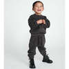 Baby Fuzzy Boxy Contrast Trim Sweater, Black Melange - Sweaters - 4