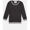 Baby Boys Hug Me Ribbed Contrast Trim Long Sleeve Top, Black Melange - Shirts - 1 - thumbnail