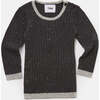 Baby Boys Hug Me Ribbed Contrast Trim Long Sleeve Top, Black Melange - Shirts - 3