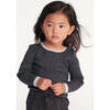 Baby Boys Hug Me Ribbed Contrast Trim Long Sleeve Top, Black Melange - Shirts - 7