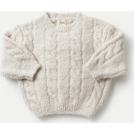 Baby Boxy Sweater Cable, Ecru - Sweaters - 3