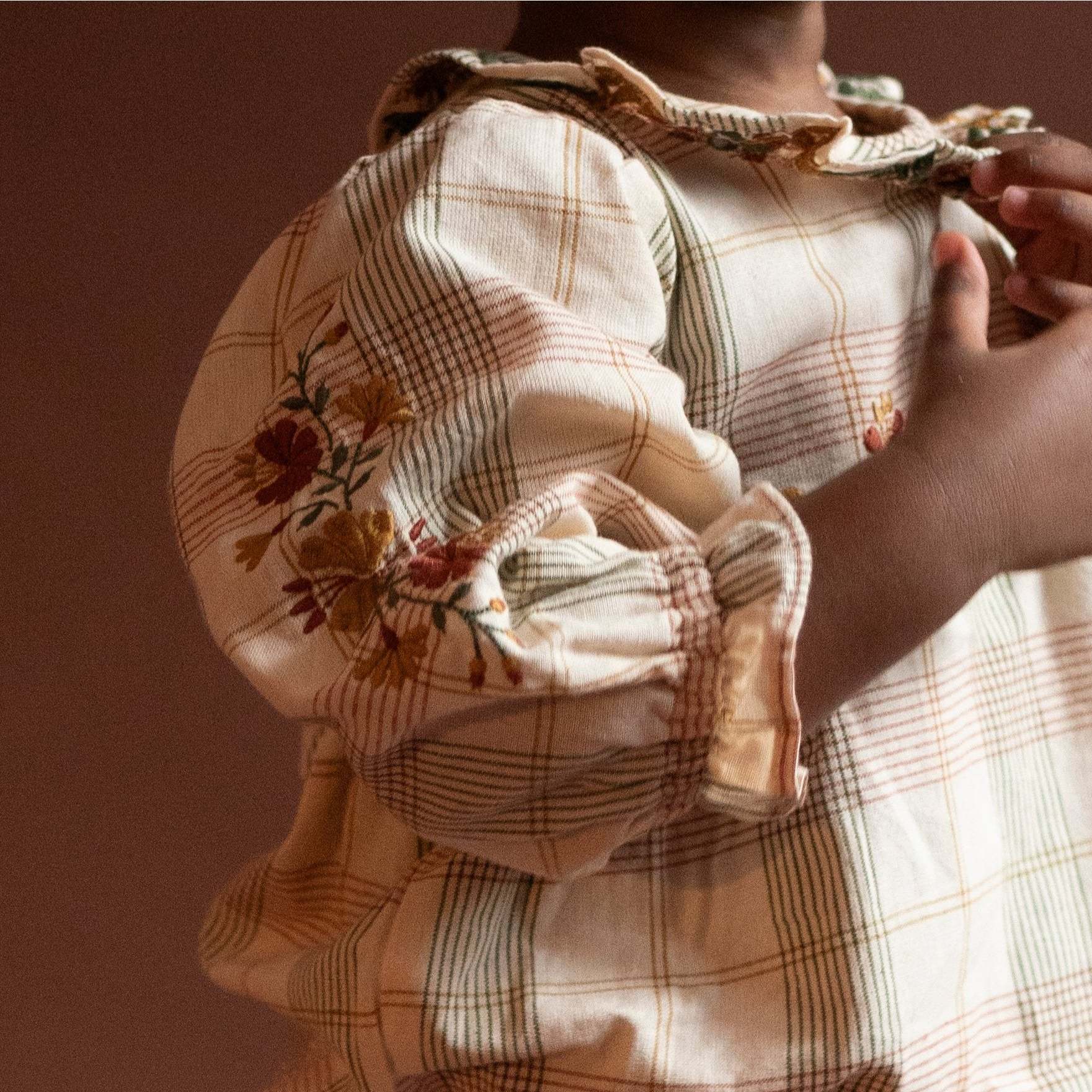 Baby Juniper Embroidered Ruffle Collar Long Sleeve Romper