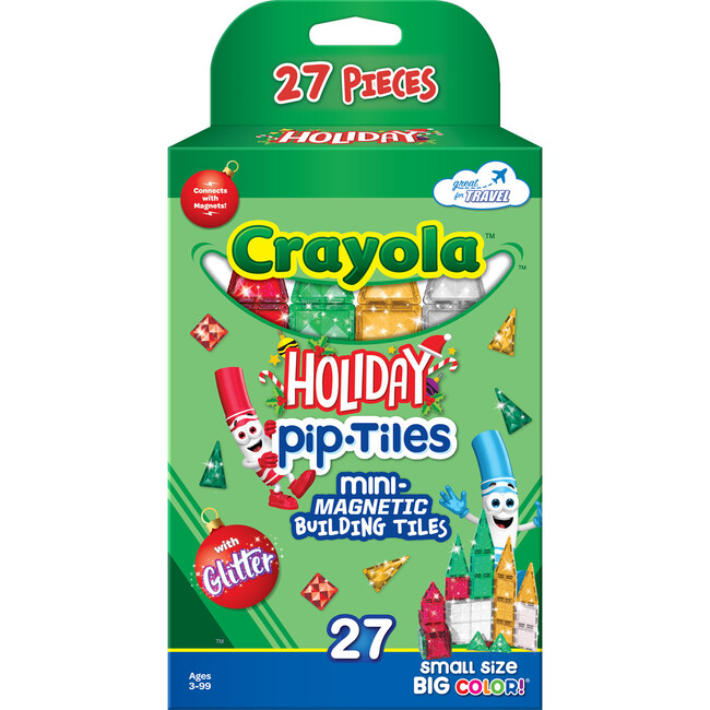 Crayola Holiday Glitter Mini PIP Magnetic Tiles 27-Piece