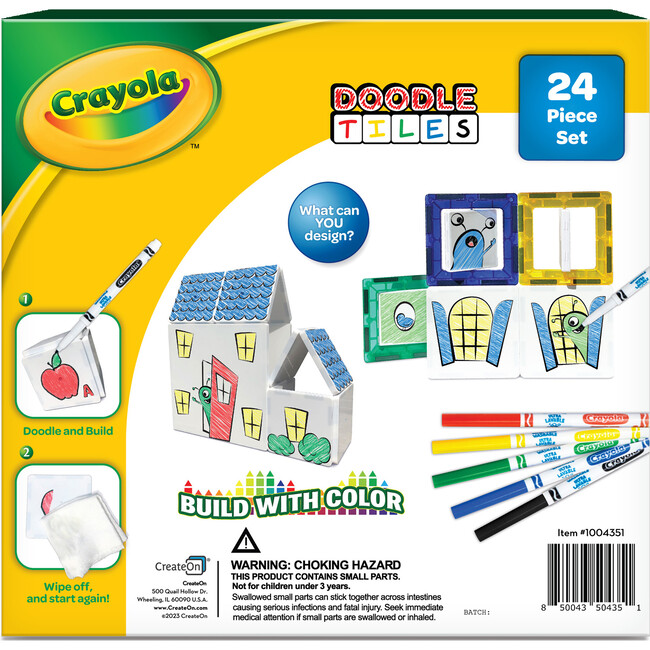 Crayola Doodle Magentic Tiles 24-Piece Set - Magnetic Tiles - 2