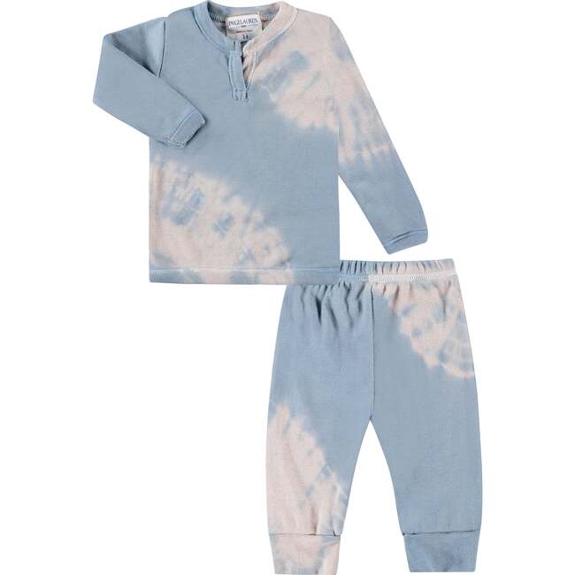 Eco-Rib Tie Dye Tee and Legging Set, Blue - Mixed Apparel Set - 1