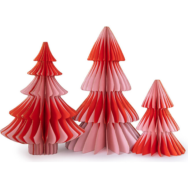 Pink & Red Christmas Tree Honeycomb Set