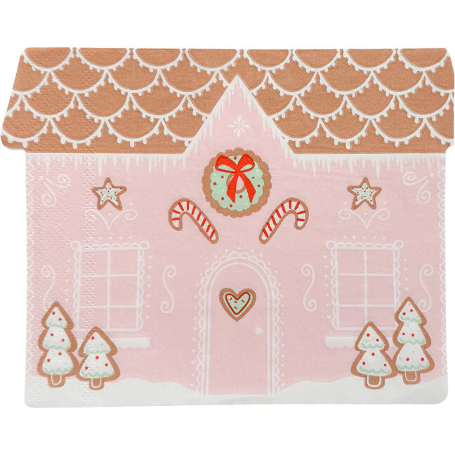 Baking Spirits Bright Pink Gingerbread House Large Napkins