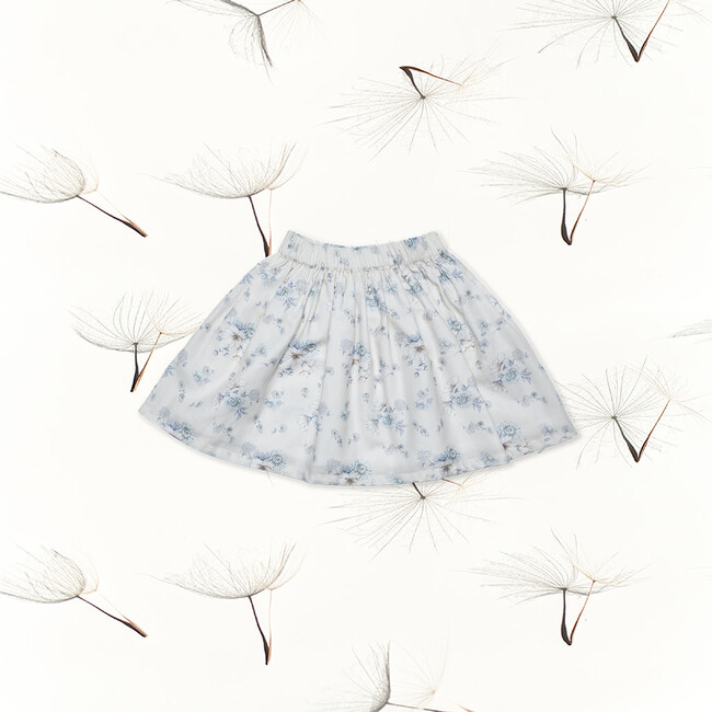 Philo Girl Skirt, Off-White Flowery Blue - Skirts - 1