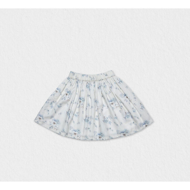 Philo Girl Skirt, Off-White Flowery Blue - Skirts - 2