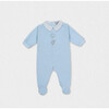 Jolly Velvet Pajamas, Sky Blue - Footie Pajamas - 1 - thumbnail