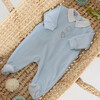 Jolly Velvet Pajamas, Sky Blue - Footie Pajamas - 3