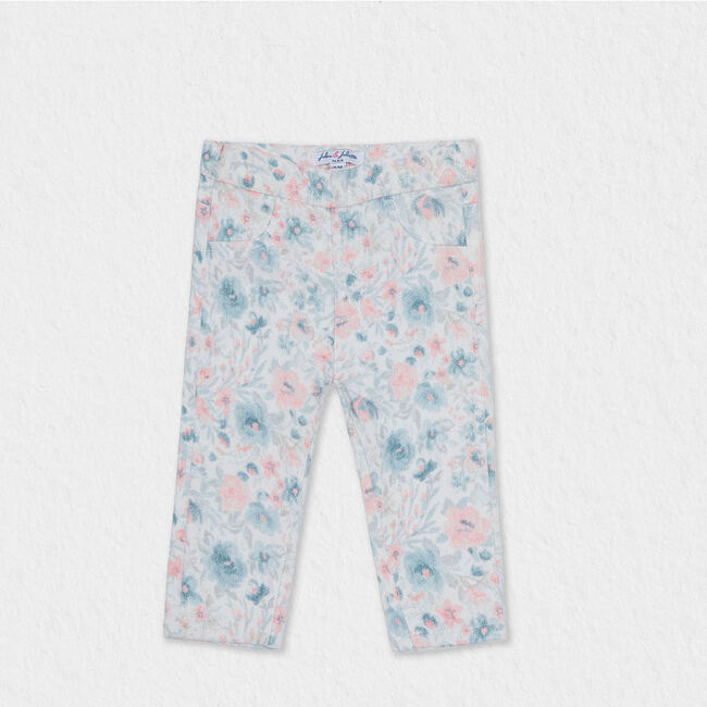 Elga Baby Girl Corduroy Pants, Flowery Buds Pink - Pants - 1