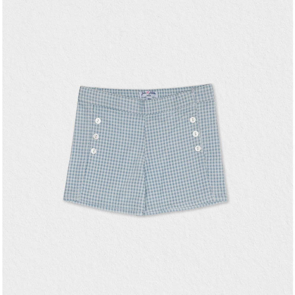 Dia Girl Shorts, Blue Check - Shorts - 1
