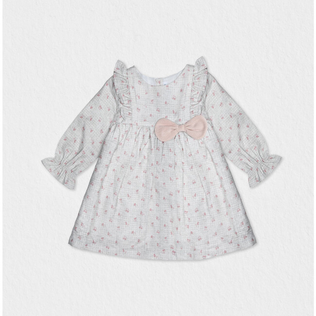 Dara Cotton Dress, Grey Flowery Pink - Dresses - 1