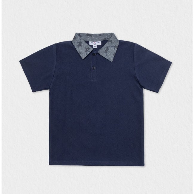 Brandan Baby Boy Polo Short Sleeves, Navy Blue - Polo Shirts - 1